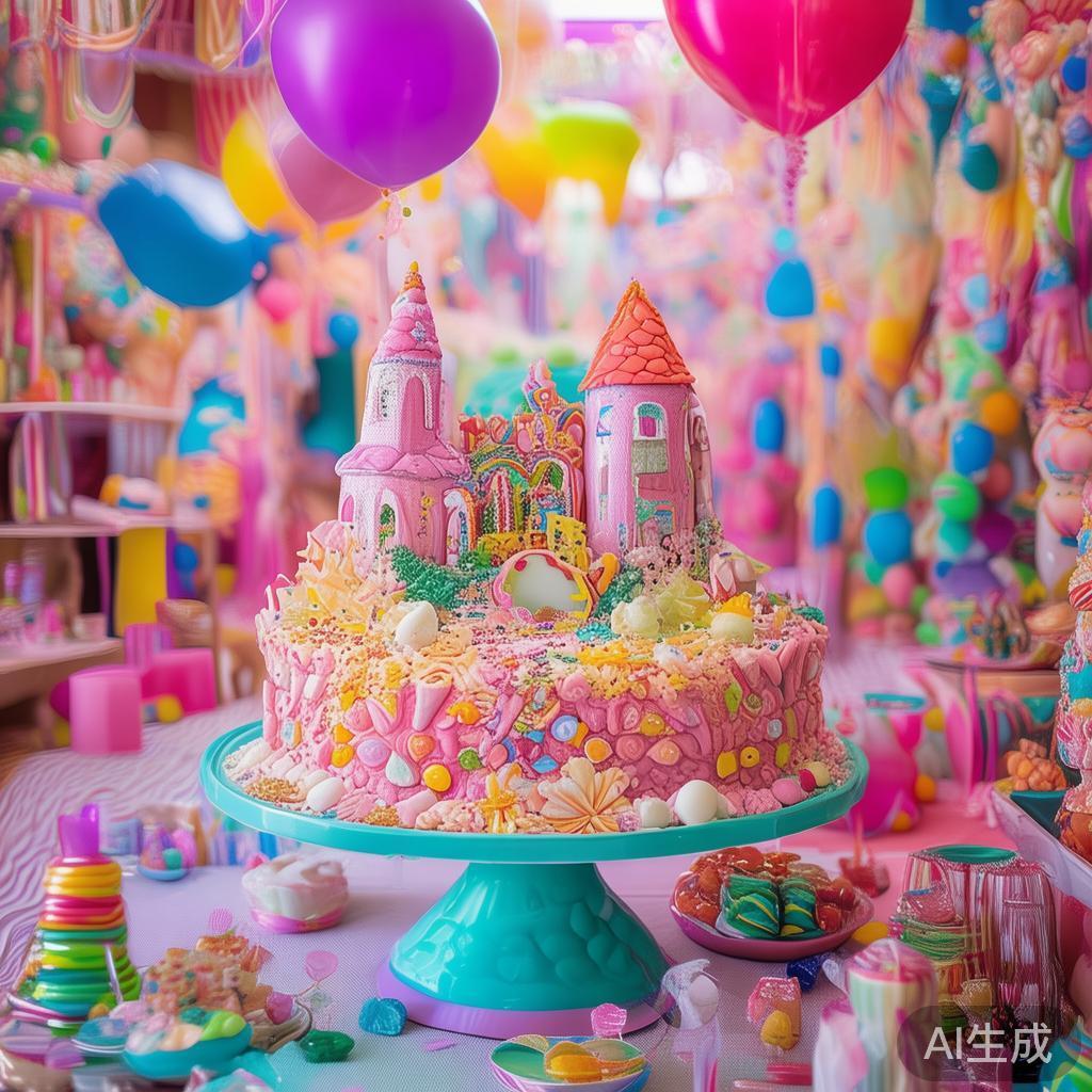 本次甜蜜梦幻糖果蛋糕派对的核心是营造一个仿佛走入童