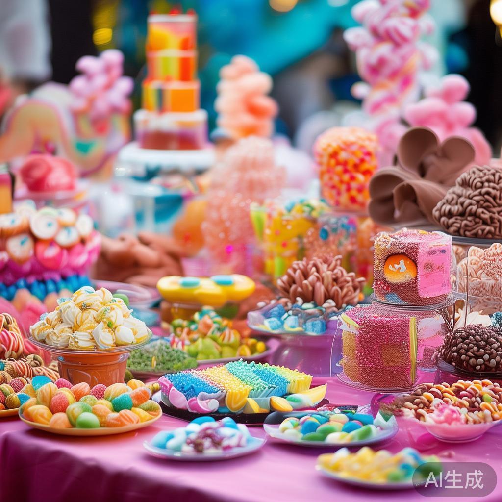 超级糖果派对狂欢盛典:甜蜜无限,欢乐不断,精彩不停歇 丰富多彩的甜品体验
在活动中,多样的糖果和甜点成