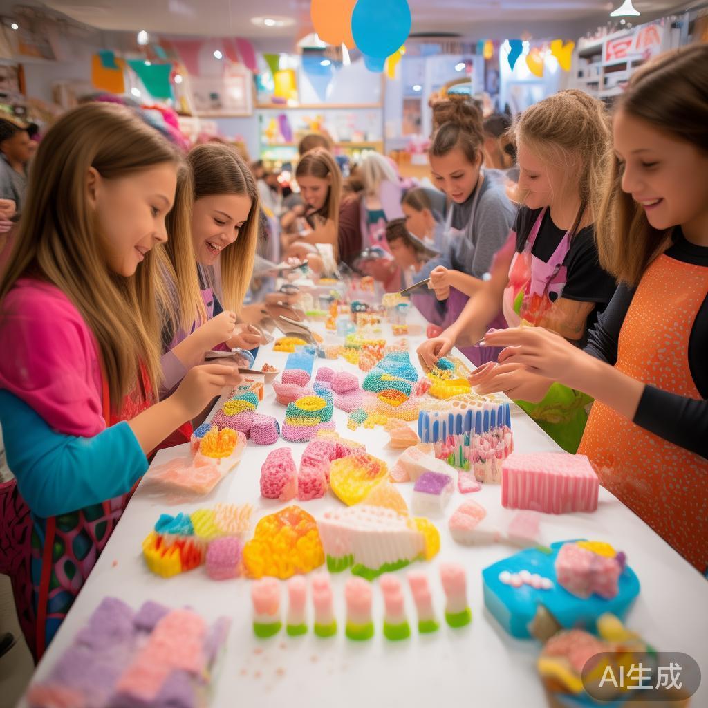 甜蜜糖果派对大厅盛大开启,精彩纷呈等你来体验 糖果DIY体验:宾客们可以亲手制作属于自己的专属糖